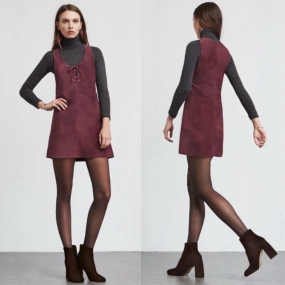 Reformation Maroon Suede Joni Dress